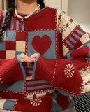 Poshoot Christmas Thanksgiving Gifts  Vintage Heart Pattern Sweater