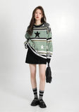 Poshoot Christmas Thanksgiving Gifts  Vintage Star Printed Knit Sweater