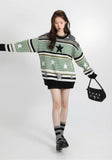 Poshoot Christmas Thanksgiving Gifts  Vintage Star Printed Knit Sweater