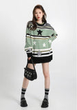 Poshoot Christmas Thanksgiving Gifts  Vintage Star Printed Knit Sweater