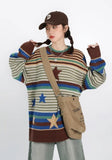 Poshoot Christmas Thanksgiving Gifts  Vintage Star Printed Knit Sweater