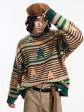 Poshoot Christmas Thanksgiving Gifts  Y2K Vintage Stars Striped Knitted Sweater