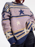 Poshoot Christmas Thanksgiving Gifts  Y2K Vintage Stars Striped Knitted Sweater