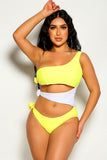 Poshoot-Yellow White Cut Out One Piece Monokini