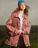 Poshoot-Pinky Retro Pattern Denim Jacket