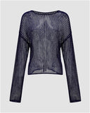 Poshoot-Star Jacquard Long Sleeve Knit Top