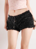 Poshoot nye outfits party outfits Fashion Hottie Black Faux Fur Short All-Match Trendy New Women Mini Shorts Chic Simple