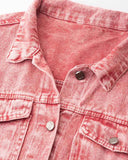 Poshoot-Pinky Retro Pattern Denim Jacket