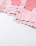 Poshoot-Pinky Patchwork Denim Jacket