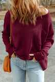 Back to school Dropped Shoulder Boat Neck Sweater Pullover with Pocket
