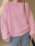 Poshoot Classic Fuzzy Solid Pullover Sweater