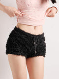 Poshoot nye outfits party outfits Fashion Hottie Black Faux Fur Short All-Match Trendy New Women Mini Shorts Chic Simple