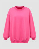 Poshoot-Soild Color Crew Sweatshirt