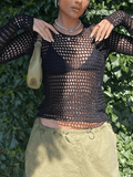 Poshoot Crochet Hollow Knit Crop Top  Christmas Gifts