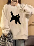 Poshoot Retro Oversize Sweatshirt with Cat Print