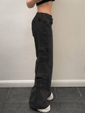 Poshoot Buttoned Straight-Leg Cargo Jeans