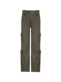 Poshoot Buttoned Straight-Leg Cargo Jeans