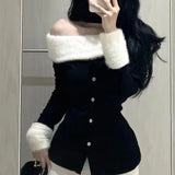 Poshoot Fashion Sexy Off Shoulder Long Sleeve Slim Fit Tops Women+ Y2k High Waist Bodycon Skirts Early Autum New Two Piece Sets