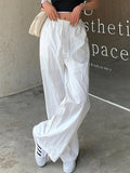 Poshoot Drawstring Loose Cargo Wide Leg Pants