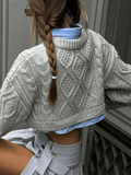 Poshoot Cable Knit Cropped Sweater  Christmas Gifts