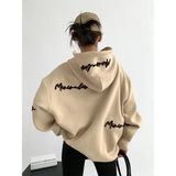 Poshoot Women Streetwear Oversized Hoodies Plus Fleece Thick Embroidery Sweatshirts Harajuku Hip Hop Korean Loose Casual Pullovers