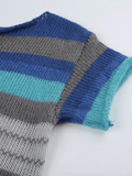 Poshoot Color Block Striped Knit Crop Top  Christmas Gifts