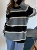 Poshoot Color Block Striped Knit Sweater  Christmas Gifts