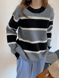 Poshoot Color Block Striped Knit Sweater  Christmas Gifts