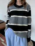 Poshoot Color Block Striped Knit Sweater  Christmas Gifts