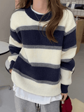 Poshoot Color Block Striped Knit Sweater  Christmas Gifts