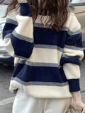 Poshoot Color Block Striped Knit Sweater  Christmas Gifts