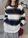 Poshoot Color Block Striped Knit Sweater  Christmas Gifts