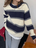 Poshoot Color Block Striped Knit Sweater  Christmas Gifts