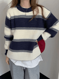 Poshoot Color Block Striped Knit Sweater  Christmas Gifts