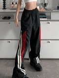 Poshoot Contrast Paneled Black Baggy Sweatpants