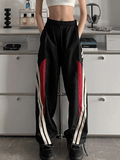 Poshoot Contrast Paneled Black Baggy Sweatpants