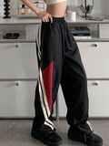 Poshoot Contrast Paneled Black Baggy Sweatpants