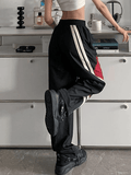 Poshoot Contrast Paneled Black Baggy Sweatpants