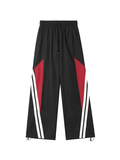 Poshoot Contrast Paneled Black Baggy Sweatpants