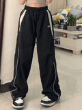 Poshoot Contrast Piping Black Baggy Sweatpants