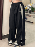 Poshoot Contrast Piping Black Baggy Sweatpants