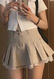 Poshoot Cotton Linen Pleated Mini Skirt