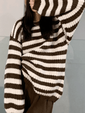 Poshoot Cozy Striped Pullover Sweater  Christmas Gifts