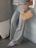 Poshoot nye outfits party outfits Low Waist Stripe Trousers Women Loose Casual Straight Leg Pants