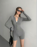 Poshoot Vintage Bodysuits Sexy Women Clothing  Korea 90s Punk Winter Slim Jumpsuits High waist Playsuit Overalls Y2k Harajuku Shorts