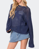 Poshoot-Star Jacquard Long Sleeve Knit Top