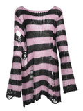 Poshoot Distressed Stripe Longline Sweater  Christmas Gifts