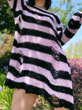 Poshoot Distressed Stripe Longline Sweater  Christmas Gifts