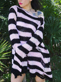 Poshoot Distressed Stripe Longline Sweater  Christmas Gifts