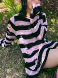 Poshoot Distressed Stripe Longline Sweater  Christmas Gifts